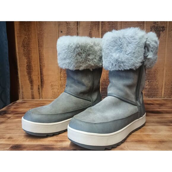 Koolaburra Shoes - Koolaburra by UGG Womens Faux Fur Zip Suede‎ Waterproof Boots Sz W 6